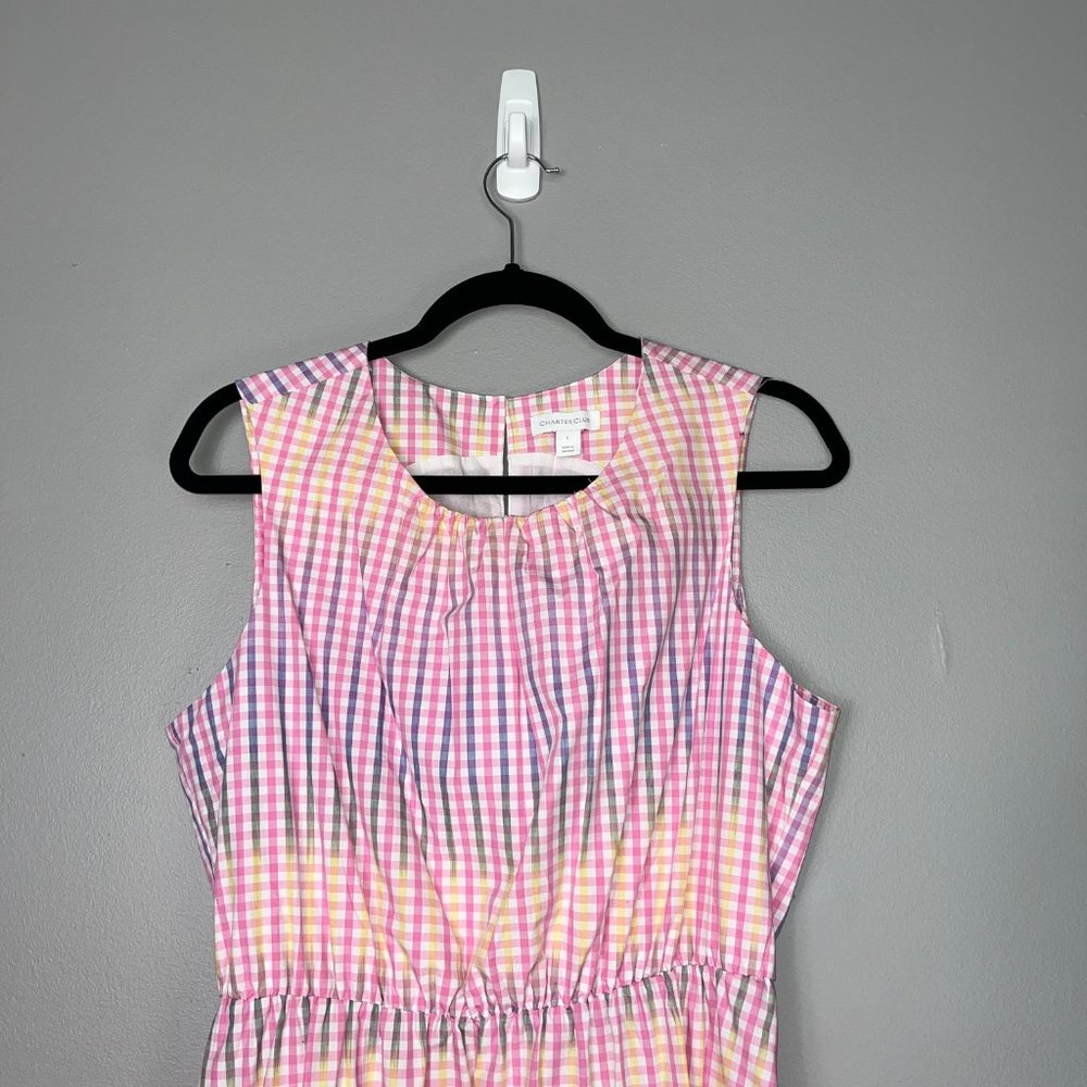 NWOT Charter Club Gingham Tiered Dress